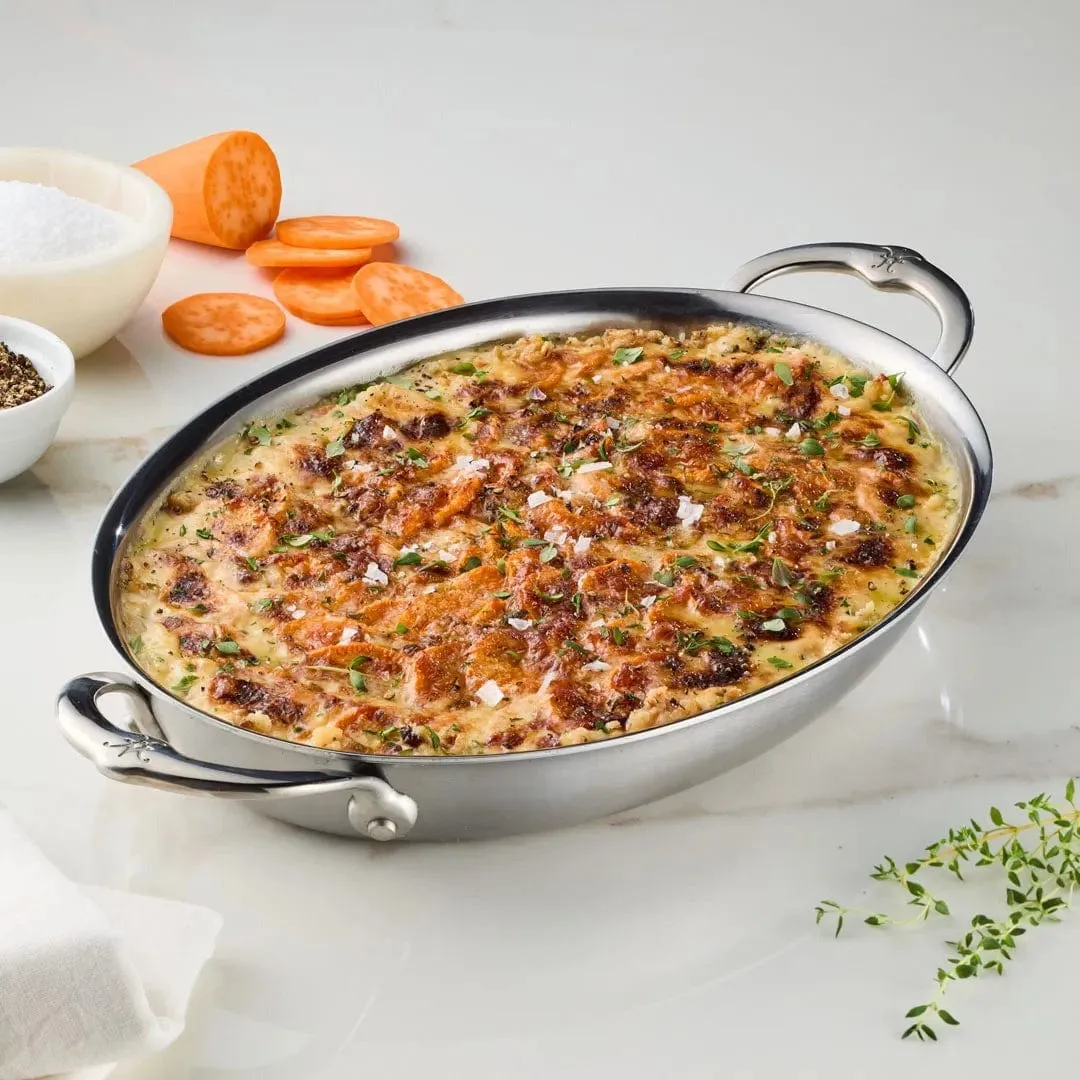 Hestan Provisions Stainless Steel Medium Clad Oval Au Gratin - 12.5 x 9