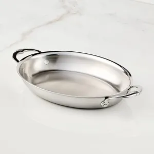 Hestan Provisions Stainless Steel Medium Clad Oval Au Gratin - 12.5 x 9