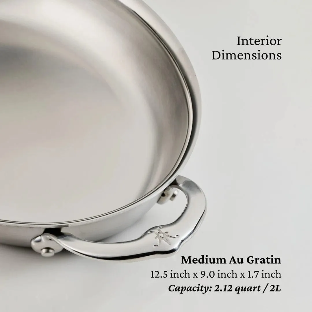 Hestan Provisions Stainless Steel Medium Clad Oval Au Gratin - 12.5 x 9