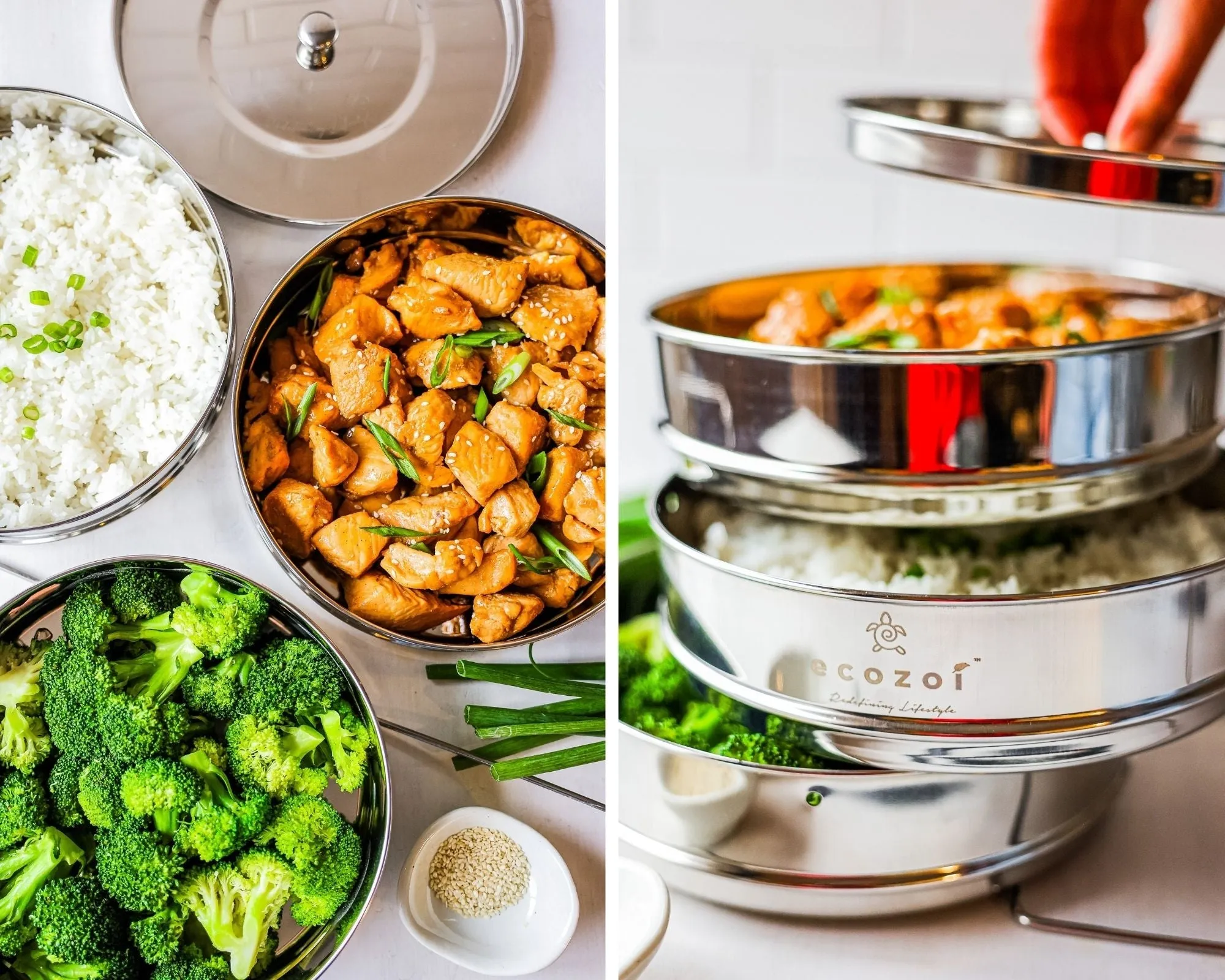 Instant Pot Insert Pans. 3 Tier for 6 Qt / 8 Qt Pressure Cookers by ecozoi