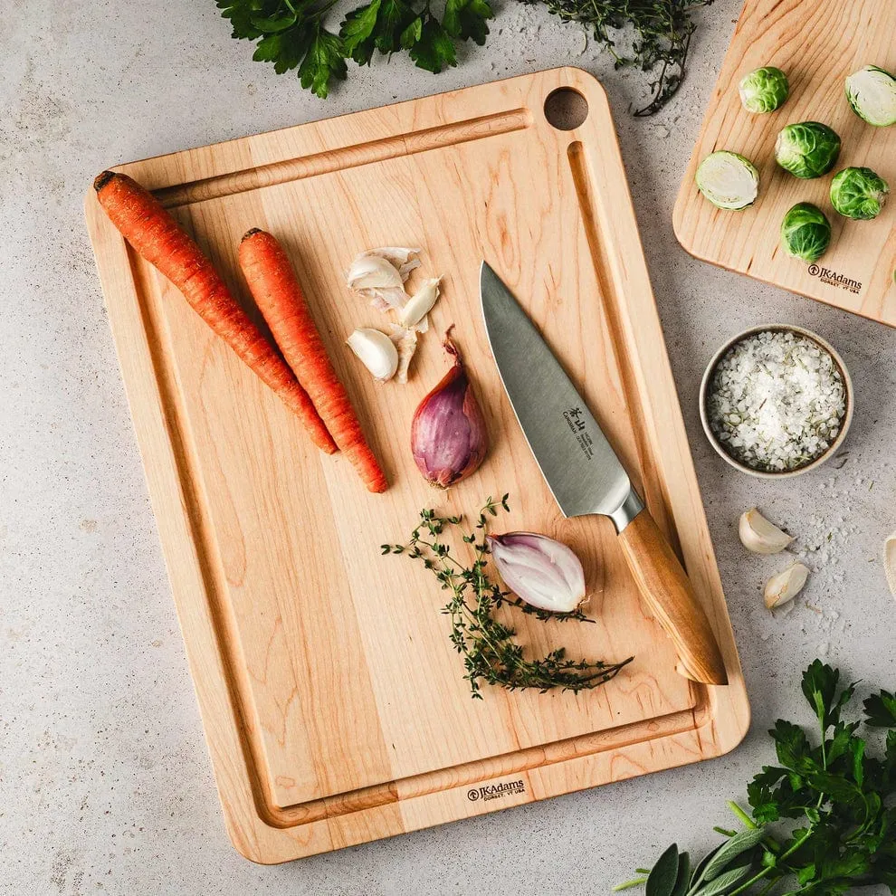 J.K. Adams Williston Maple Prep Cutting Board with Juice Groove - 16 x 12