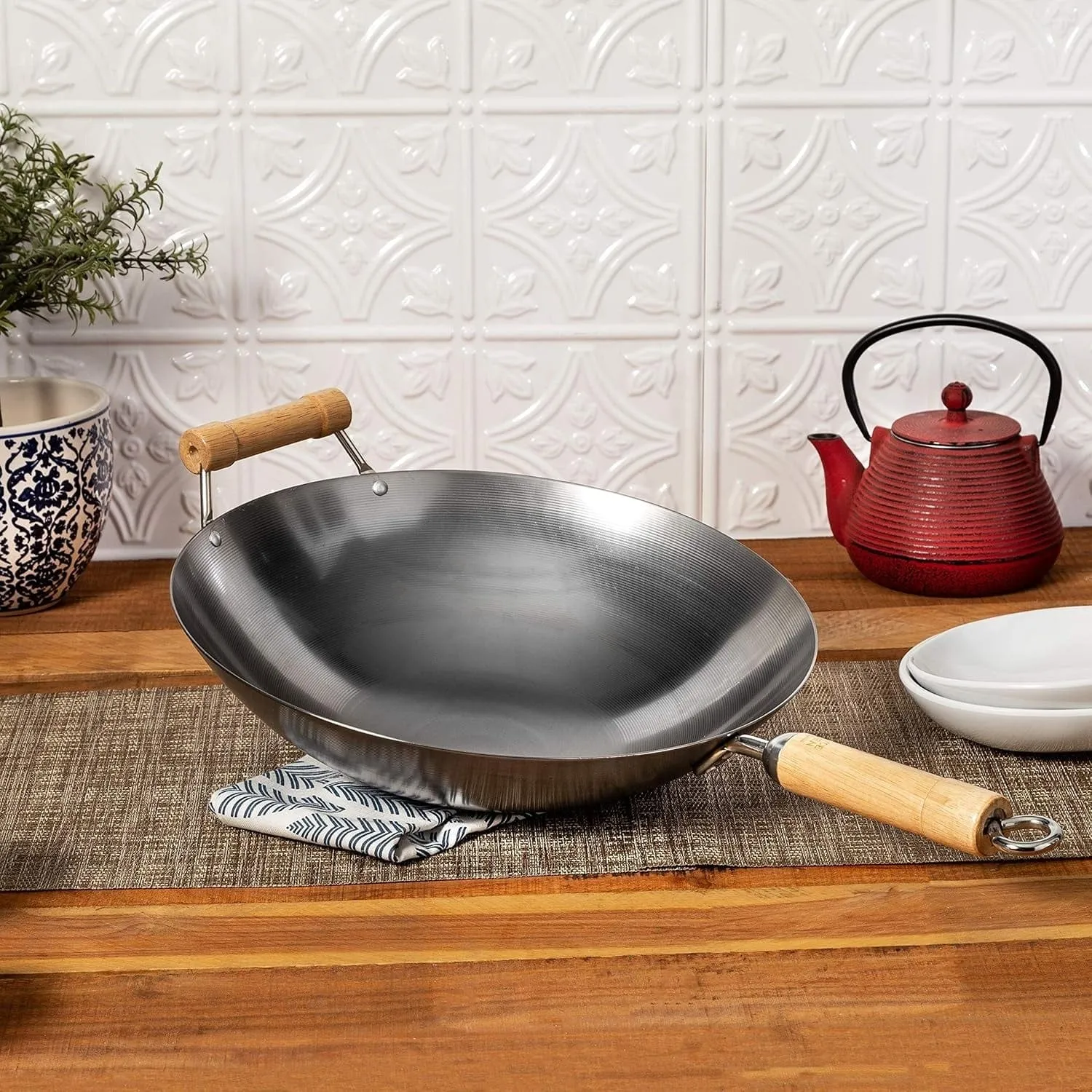 Joyce Chen Flat Bottom Carbon Steel Wok - 14