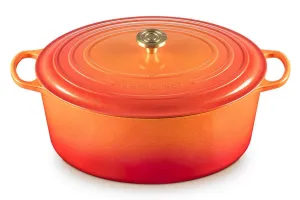 Le Creuset Signature Oval Oven with Crucible Knob - 15.5 Quart - Flamme Dore - Limited Edition