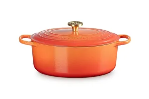 Le Creuset Signature Oval Oven with Crucible Knob - 6.75 Quart - Flamme Dore - Limited Edition