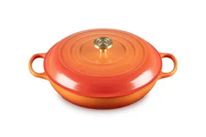 Le Creuset Signature Round Braiser with Crucible Knob - 3.5 Quart - Flamme Dore - Limited Edition