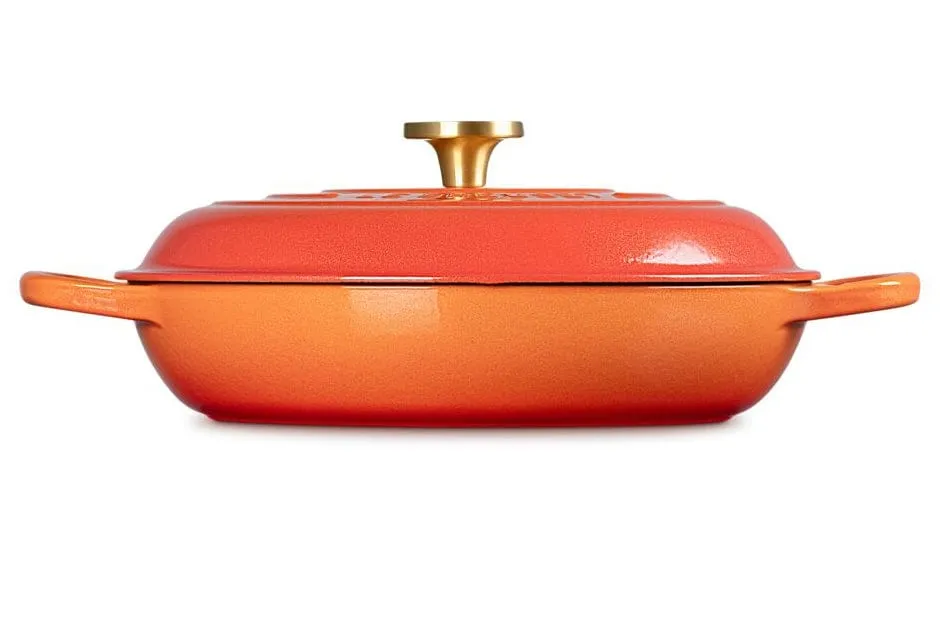 Le Creuset Signature Round Braiser with Crucible Knob - 5 Quart - Flamme Dore - Limited Edition
