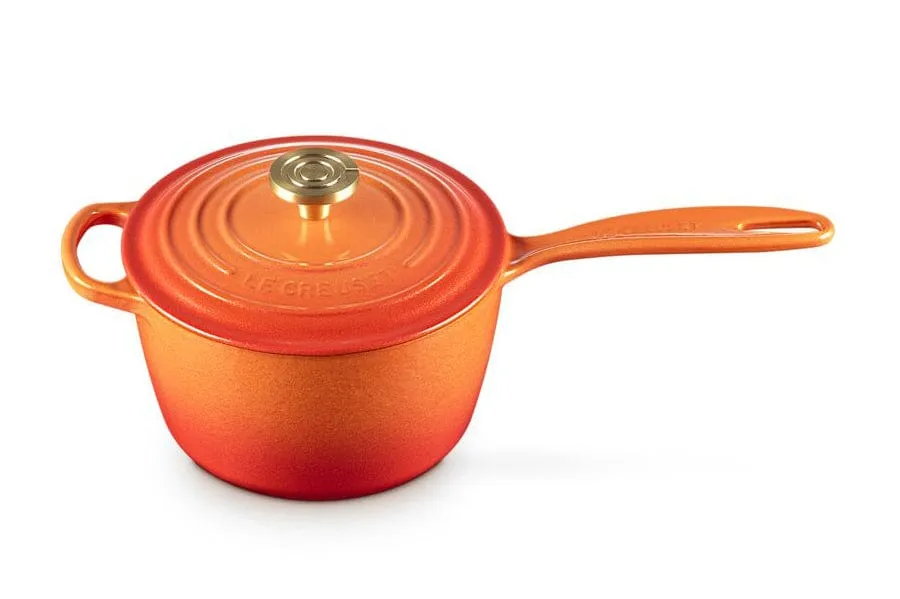 Le Creuset Signature Round Saucepan with Crucible Knob - 2.25 Quart - Flamme Dore - Limited Edition