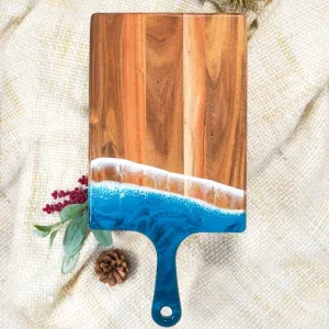 Lynn & Liana Large Acacia Cheese Board - Ocean Vibes - 10 x 20