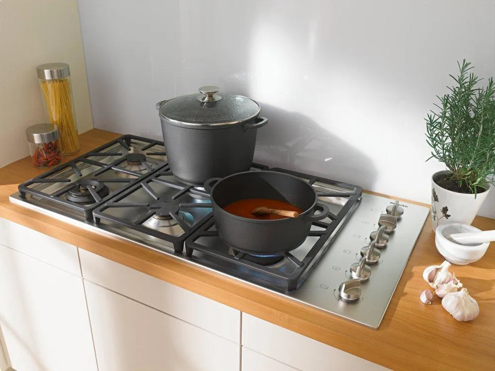 Miele KM3484GSTAINLESSSTEEL Km 3484 G - Gas Cooktop With 2 Dual Wok Burners For Particularly Versatile Cooking Convenience.