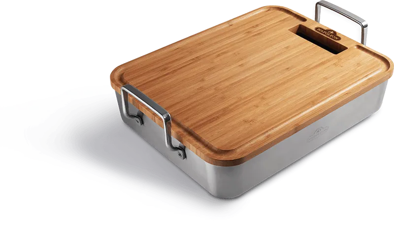 Napoleon Bbq 56033 Premium Stainless Steel Roasting Pan With Bamboo Cutting Board