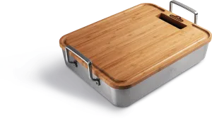 Napoleon Bbq 56033 Premium Stainless Steel Roasting Pan With Bamboo Cutting Board