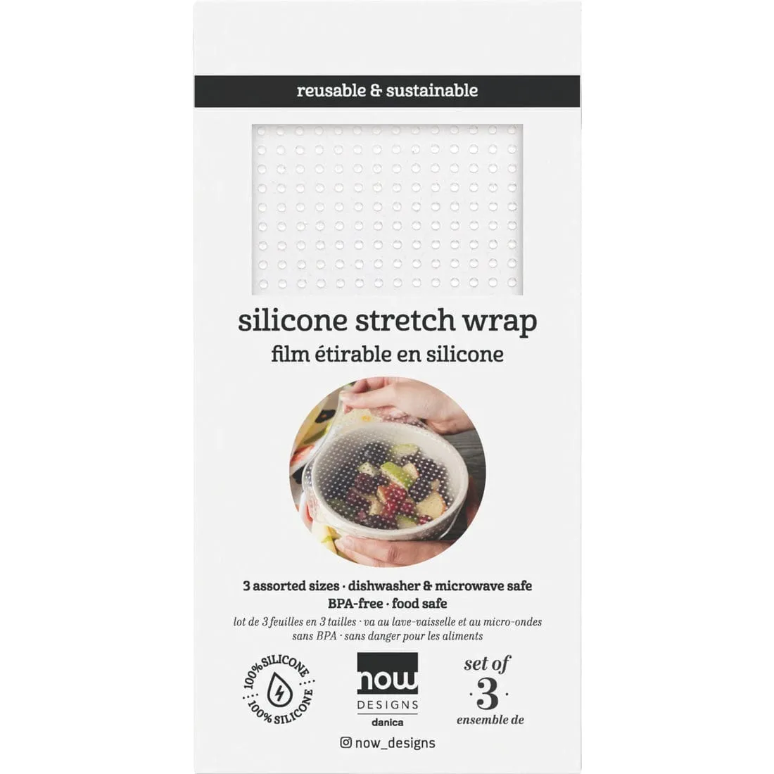 Now Designs - Clear Silicone Stretch Wrap - Set of 3