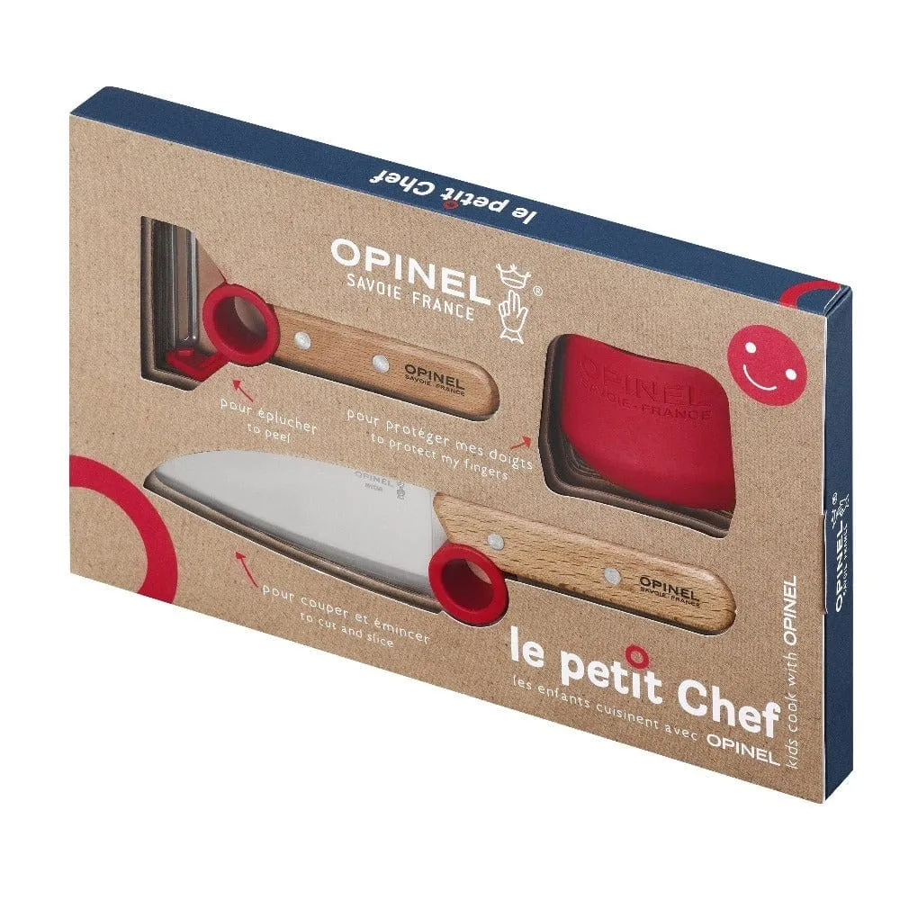 Opinel Le Petit Chef - 3 PieceSet (Knife. Peeler & Finger Guard) - Red