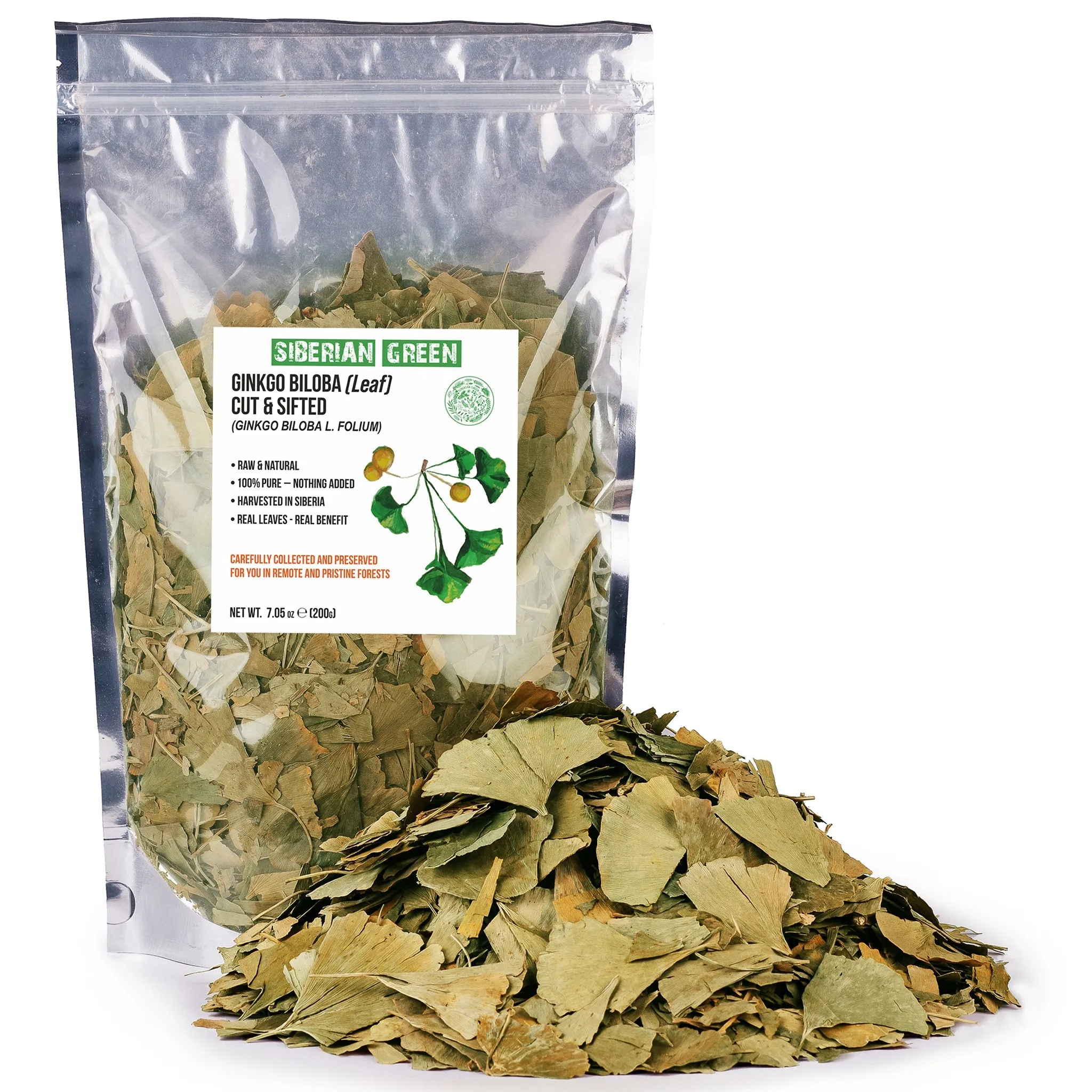 Organic Ginkgo Leaf Tea  200g Premium Ginkgo Biloba Leaves with Sea Buckthorn