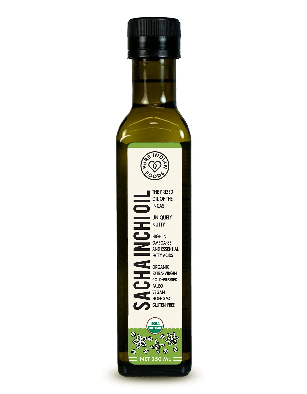 Sacha Inchi Oil. Cold Pressed. Virgin & Certified Organic - 250 mL