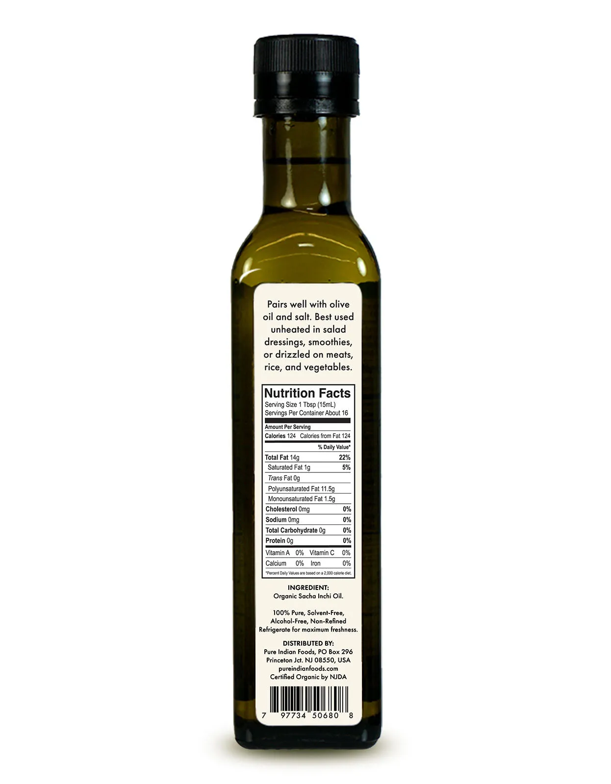 Sacha Inchi Oil. Cold Pressed. Virgin & Certified Organic - 250 mL