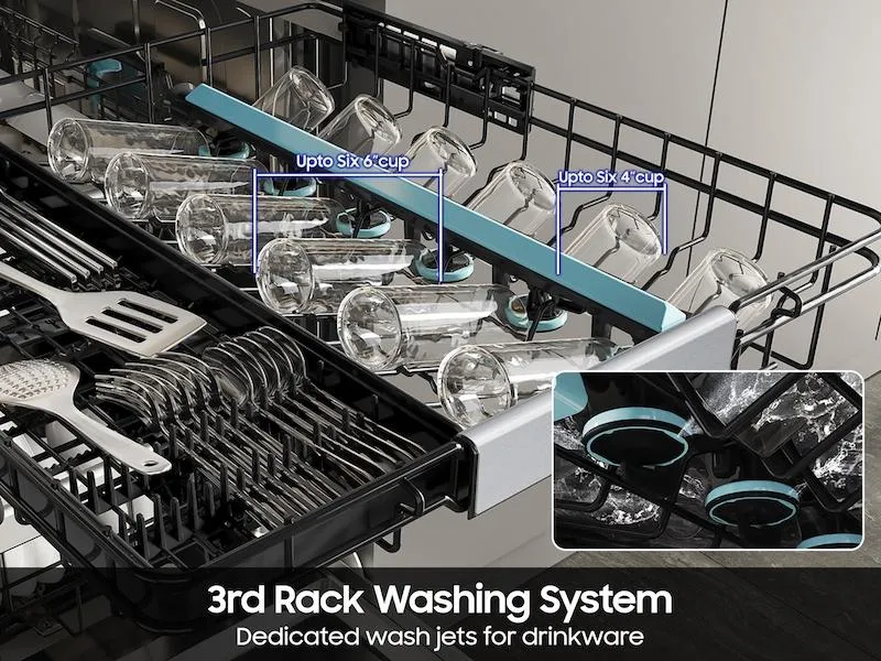 Samsung DW90F89P0USR 38 Dba Bespoke Auto Open Door Dishwasher With 3Rd Rack Washing System In Fingerprint Resistant Stainless Steel