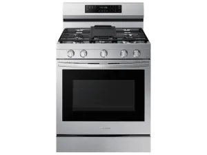 Samsung NX60A6711SS 6.0 Cu. Ft. Smart Freestanding Gas Range With No-Preheat Air Fry. Convection  & Stainless Cooktop In Stainless Steel