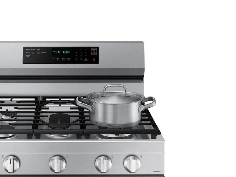 Samsung NX60A6711SS 6.0 Cu. Ft. Smart Freestanding Gas Range With No-Preheat Air Fry. Convection  & Stainless Cooktop In Stainless Steel
