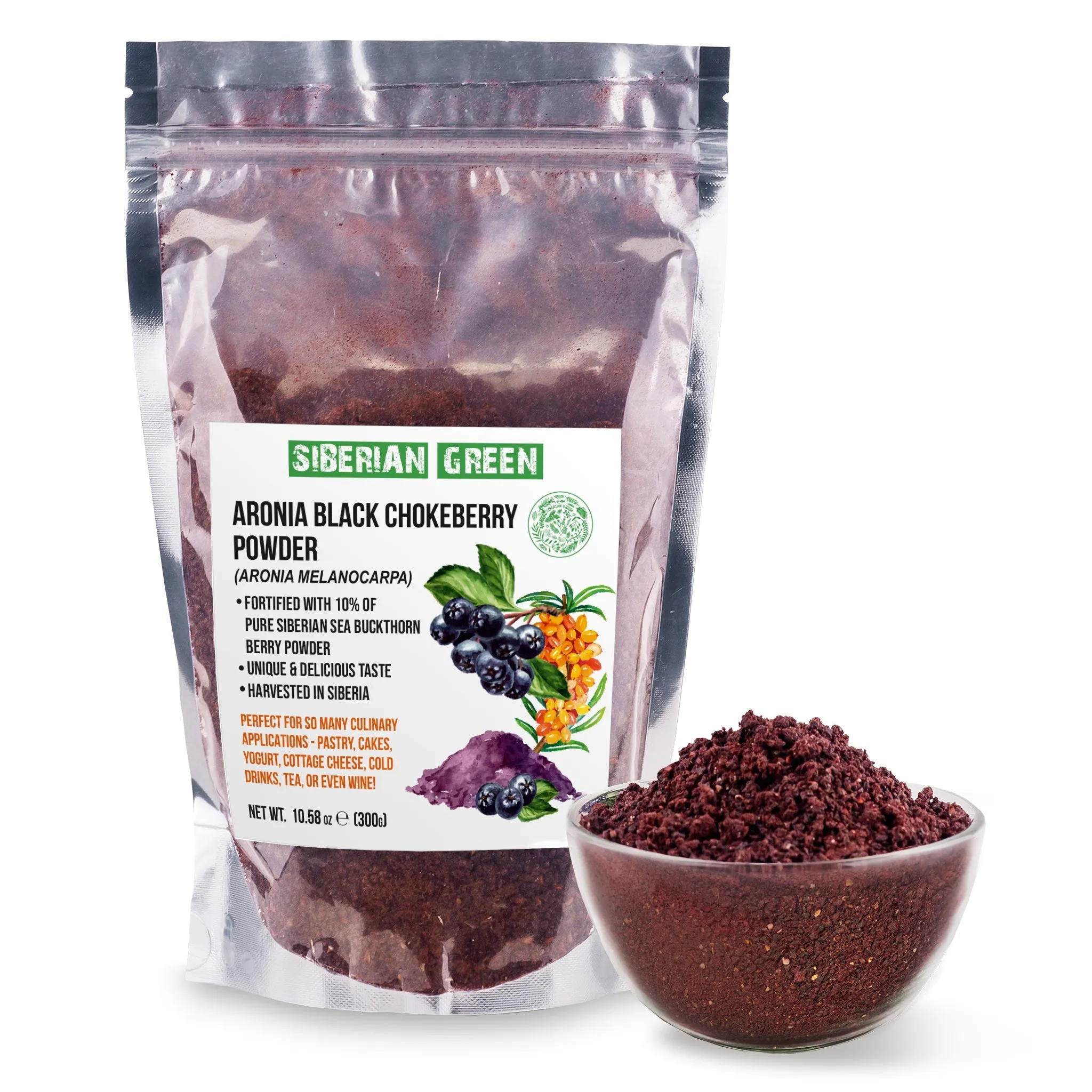 Siberian Green - Black Aronia Berry & Sea Buckthorn Powder  300g (10.58 oz)