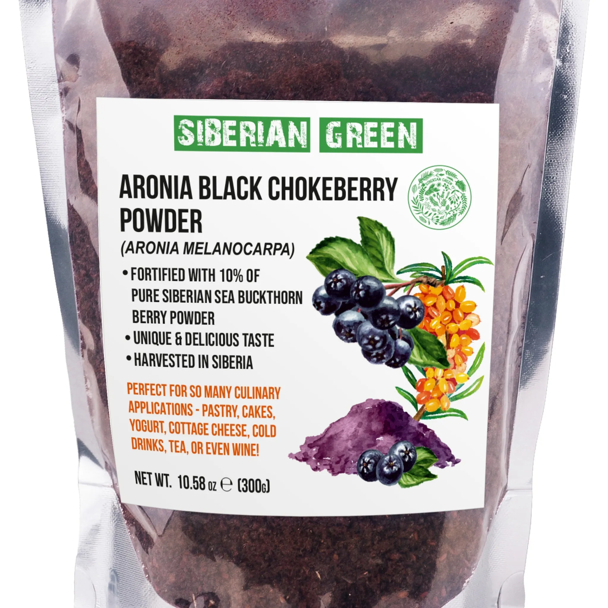 Siberian Green - Black Aronia Berry & Sea Buckthorn Powder  300g (10.58 oz)