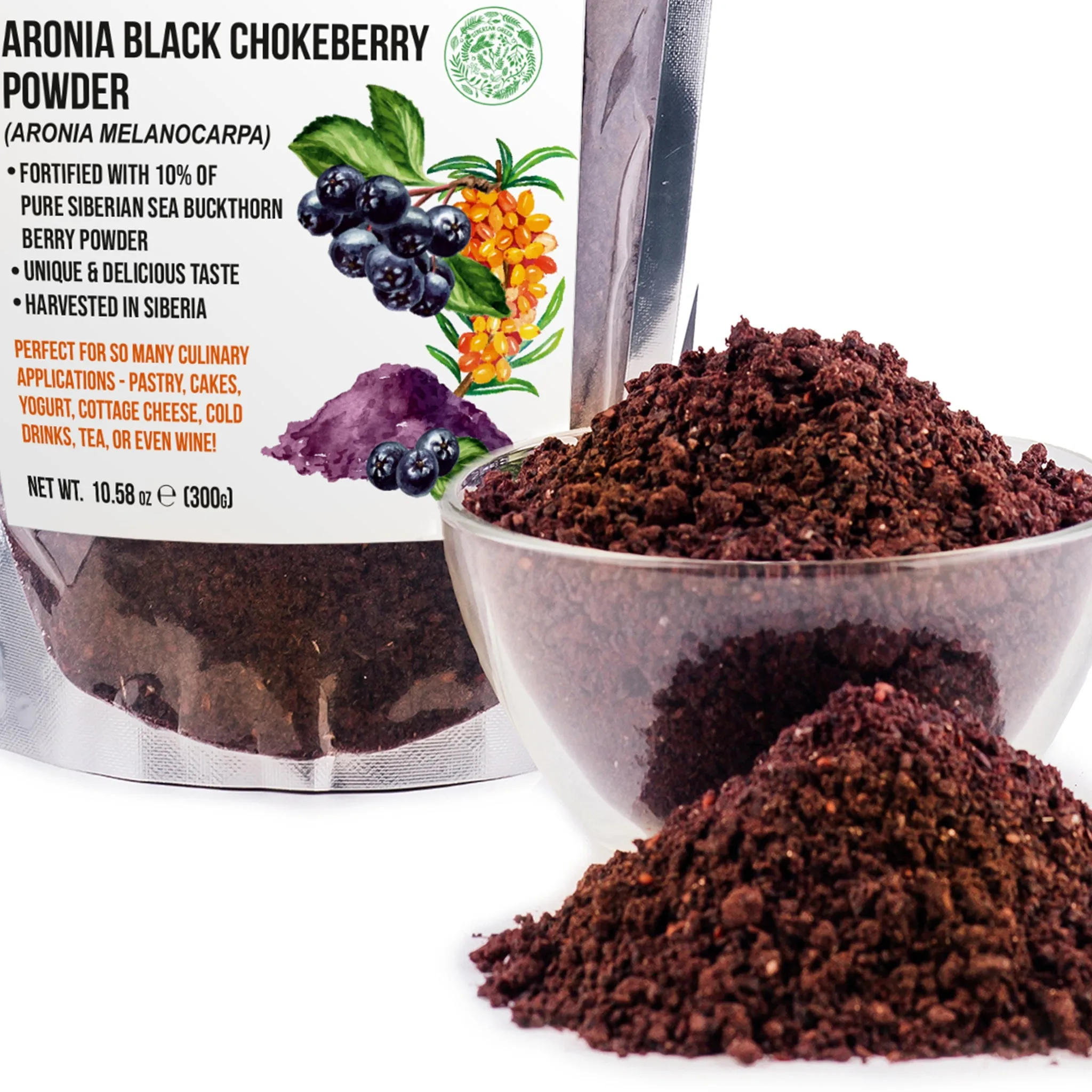 Siberian Green - Black Aronia Berry & Sea Buckthorn Powder  300g (10.58 oz)