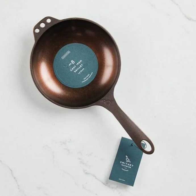 Smithey Ironware 8 Cast Iron Skillet - Polished Frying Pan with Curved Sides - Made in USA