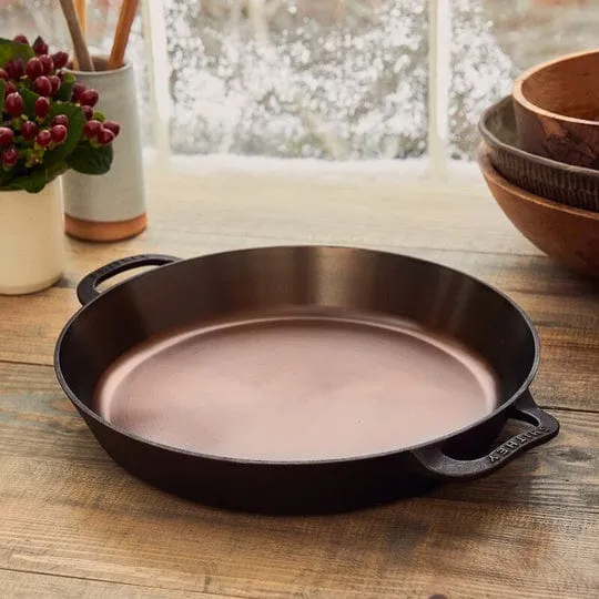 Smithey Ironware Dual Handle 14 Skillet - Polished Cast Iron Frying Pan for Roasts. Frying. Barbeque and More - Made in USA