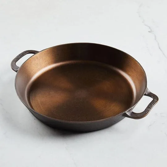 Smithey Ironware Dual Handle 14 Skillet - Polished Cast Iron Frying Pan for Roasts. Frying. Barbeque and More - Made in USA