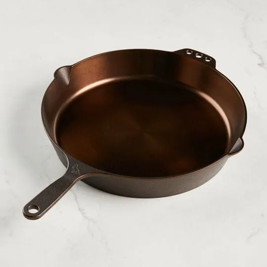 Smithey Ironware Traditional 14 Cast Iron Skillet  - Polished Frying Pan with Helper Handle - Made in USA