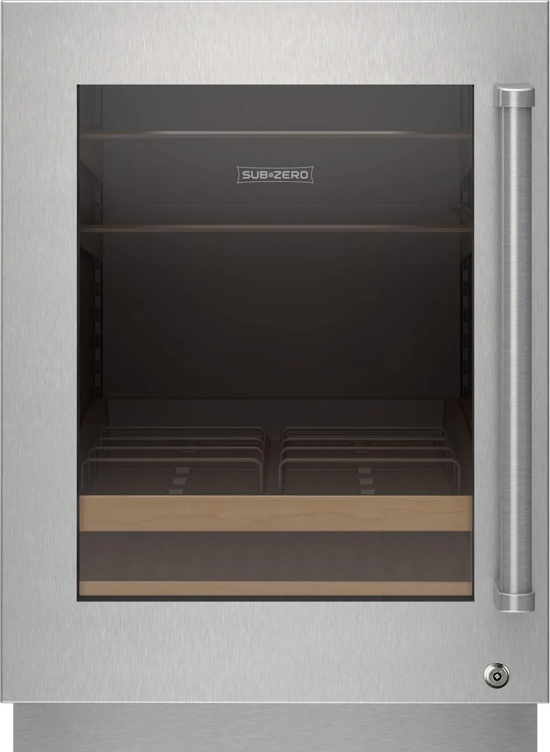 Sub-Zero 9028513 Stainless Steel Glass Door Panel With Lock - Pro Handle. Left Hinge