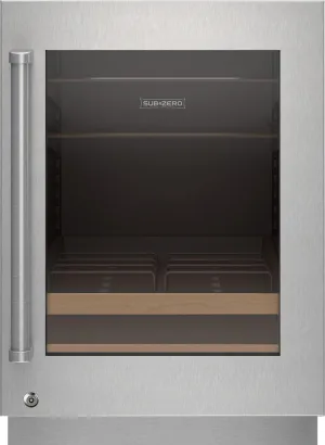 Sub-Zero 9028544 Stainless Steel Glass Door Panel With Lock - Pro Handle. Right Hinge