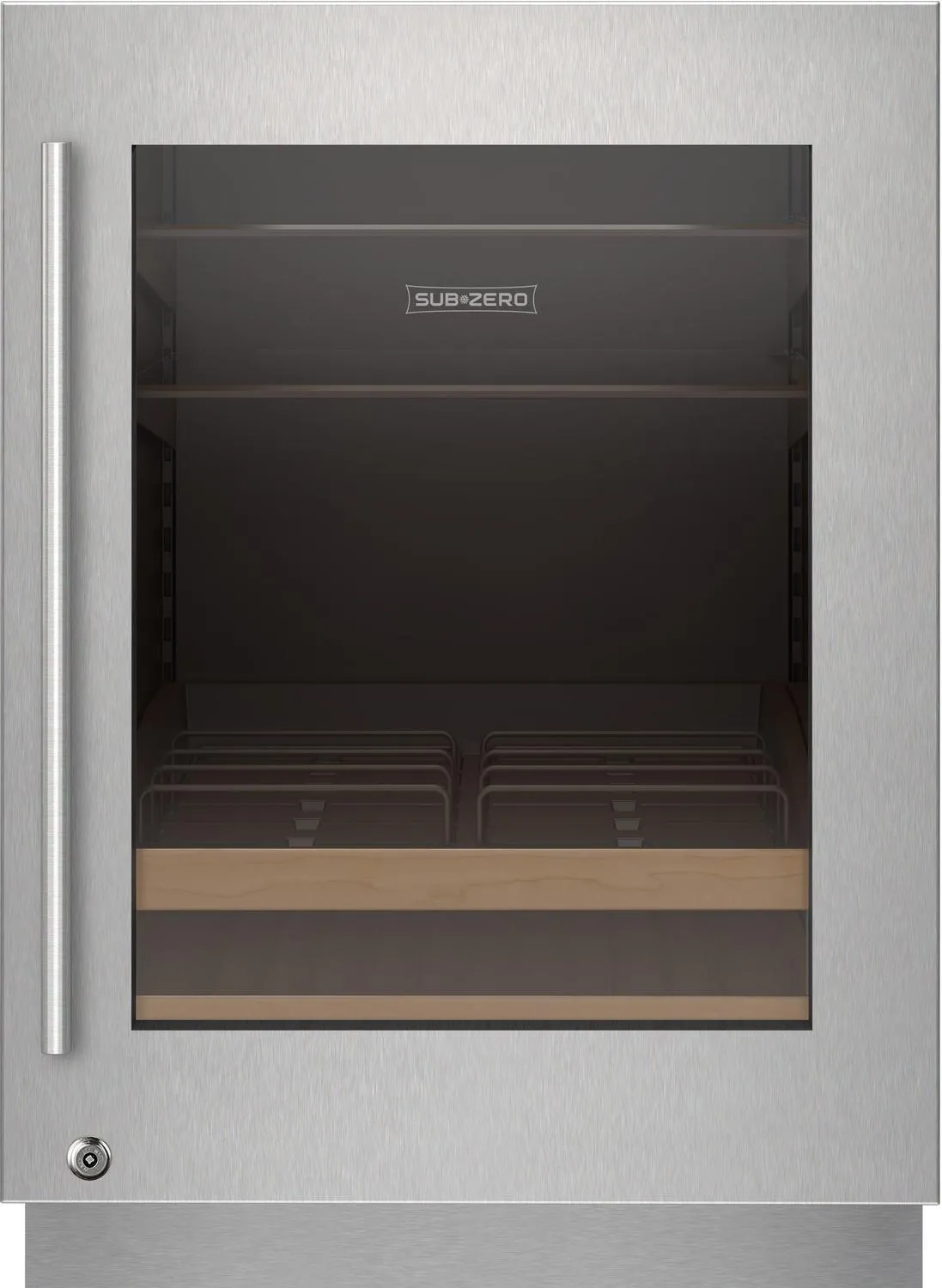 Sub-Zero 9029032 Stainless Steel Glass Door Panel With Lock - Tubular Handle. Right Hinge