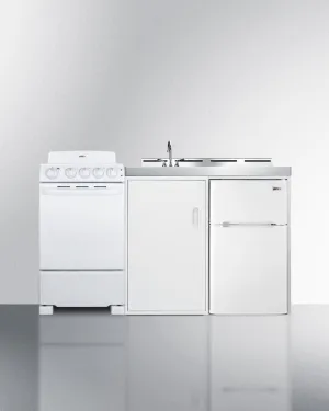 Summit ACK60COILW 60 Wide All-In-One Kitchenette With Electric Coil Range