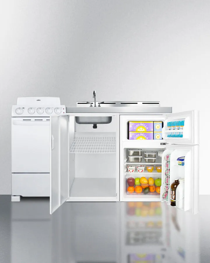 Summit ACK60COILW 60 Wide All-In-One Kitchenette With Electric Coil Range
