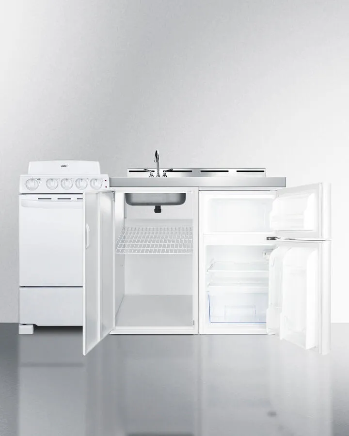 Summit ACK60COILW 60 Wide All-In-One Kitchenette With Electric Coil Range