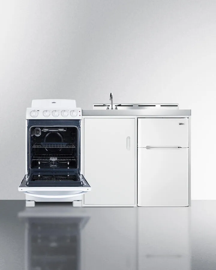 Summit ACK60COILW 60 Wide All-In-One Kitchenette With Electric Coil Range
