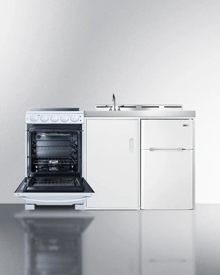 Summit ACK60ELSTW 60 Wide All-In-One Kitchenette With Electric Range
