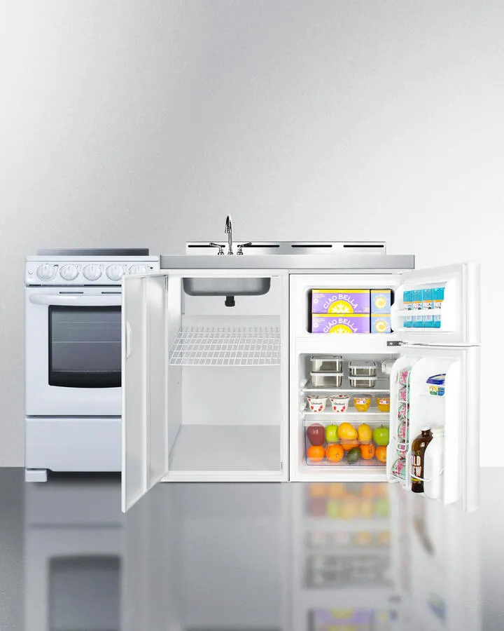 Summit ACK60ELSTW 60 Wide All-In-One Kitchenette With Electric Range