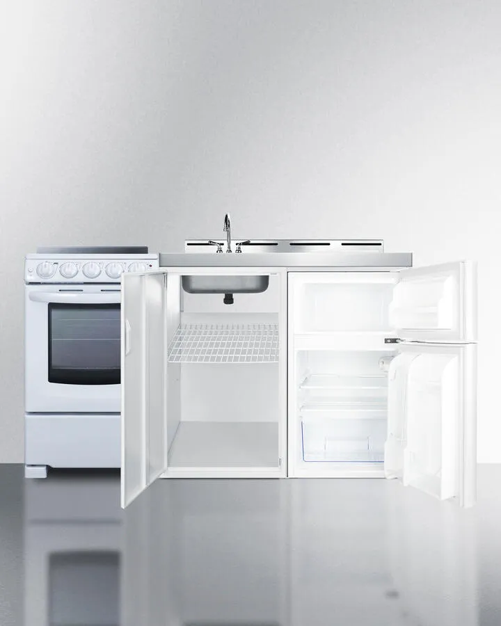 Summit ACK60ELSTW 60 Wide All-In-One Kitchenette With Electric Range