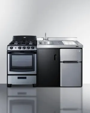 Summit ACK63GASBSS 63 Wide All-In-One Kitchenette With Gas Range