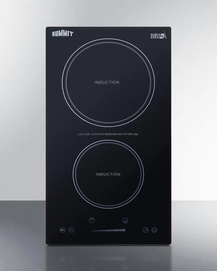 Summit SINC2B115 12 Wide 115V 2-Zone Induction Cooktop. Cord Included
