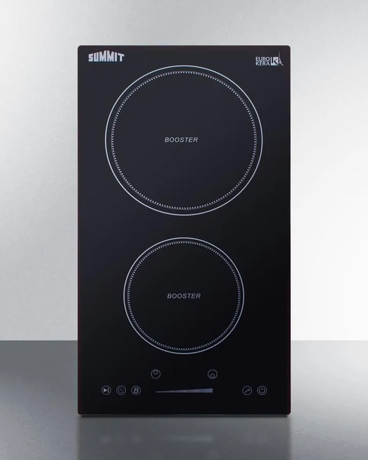 Summit SINC2B230B 12 Wide 208-240V 2-Zone Induction Cooktop