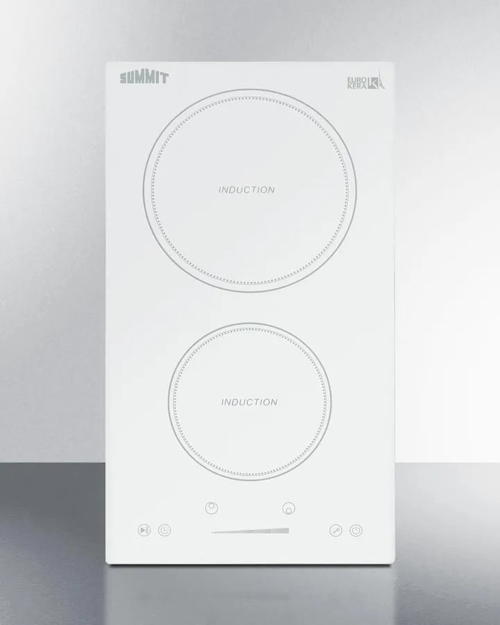 Summit SINC2B231W 12 Wide 208-240V 2-Zone Induction Cooktop