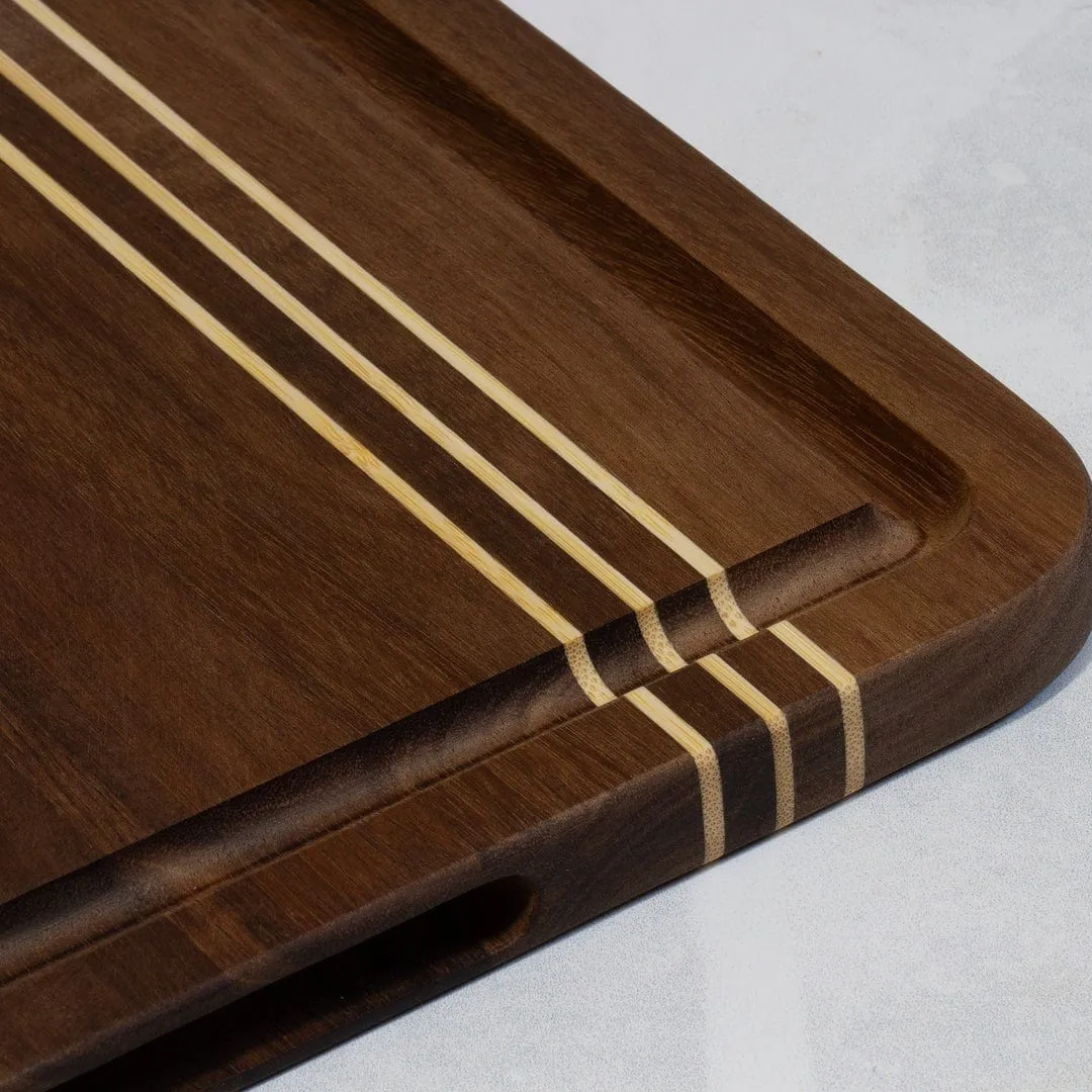 Totally Bamboo - Acacia Pinstripe Cutting Board with Juice Groove - 14x11