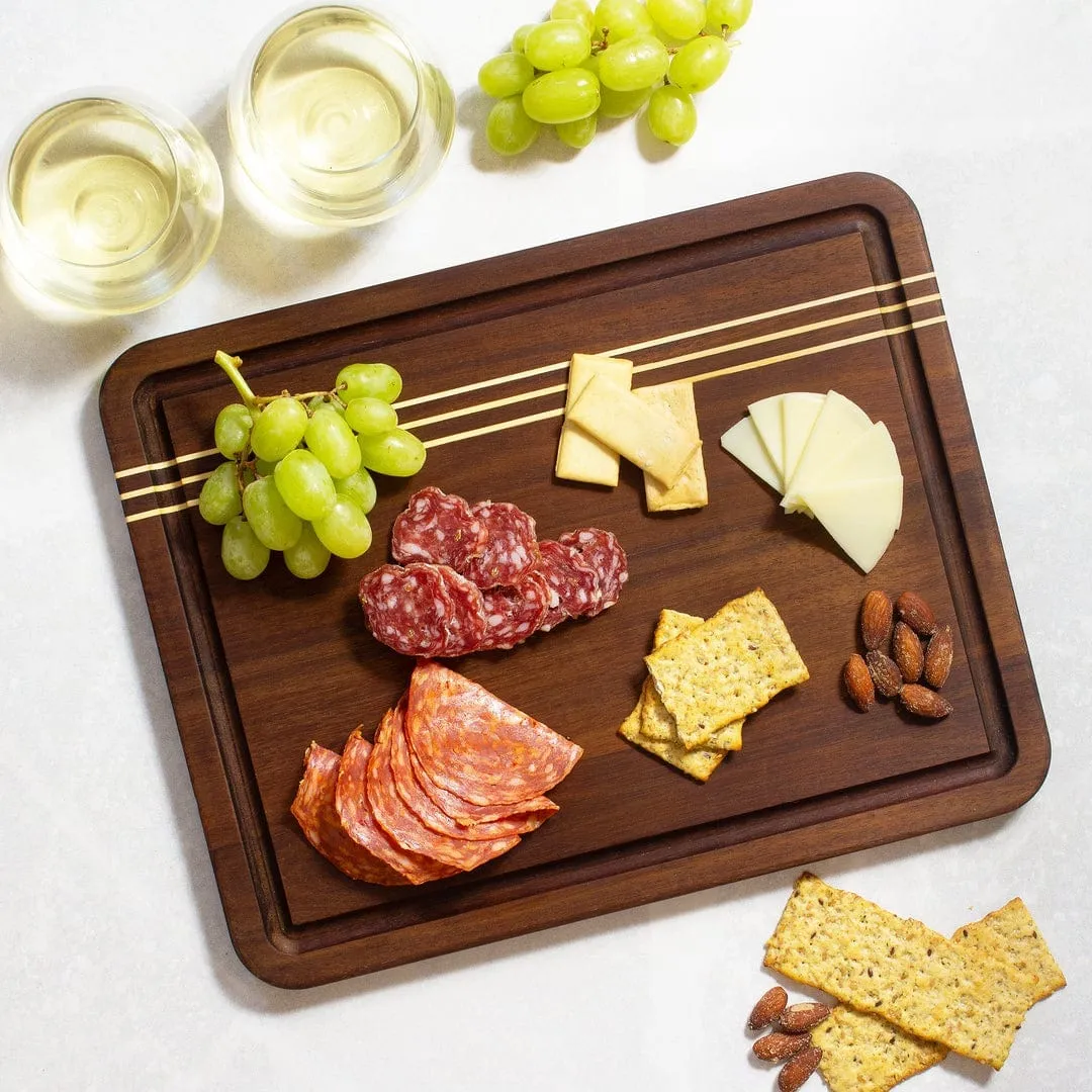 Totally Bamboo - Acacia Pinstripe Cutting Board with Juice Groove - 14x11