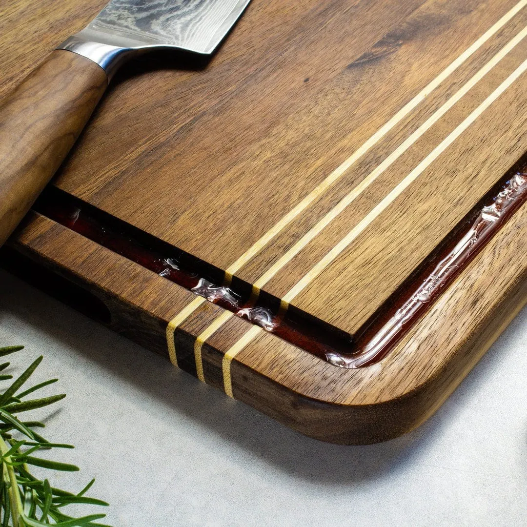 Totally Bamboo - Acacia Pinstripe Cutting Board with Juice Groove - 14x11