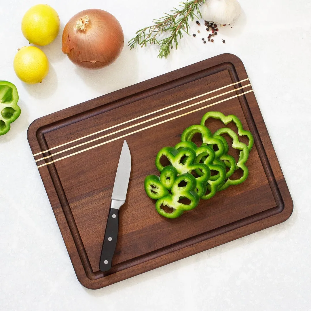Totally Bamboo - Acacia Pinstripe Cutting Board with Juice Groove - 14x11