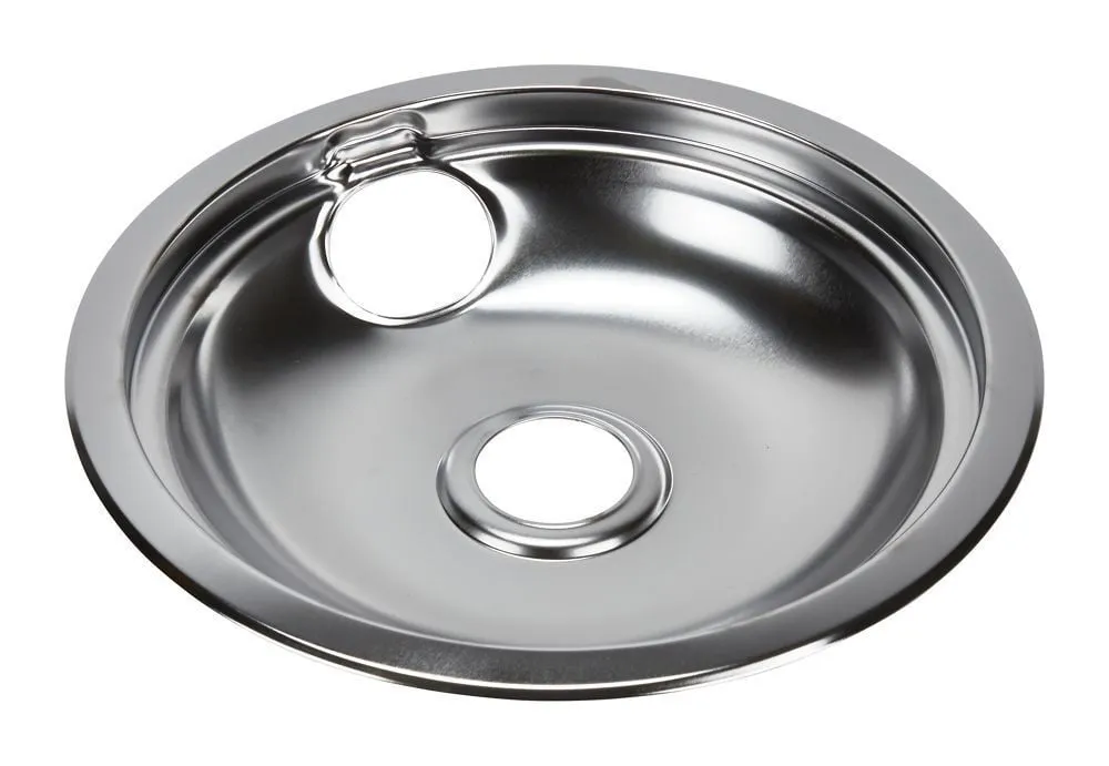Whirlpool W10196405RW Electric Range Round Burner Drip Bowl. Chrome