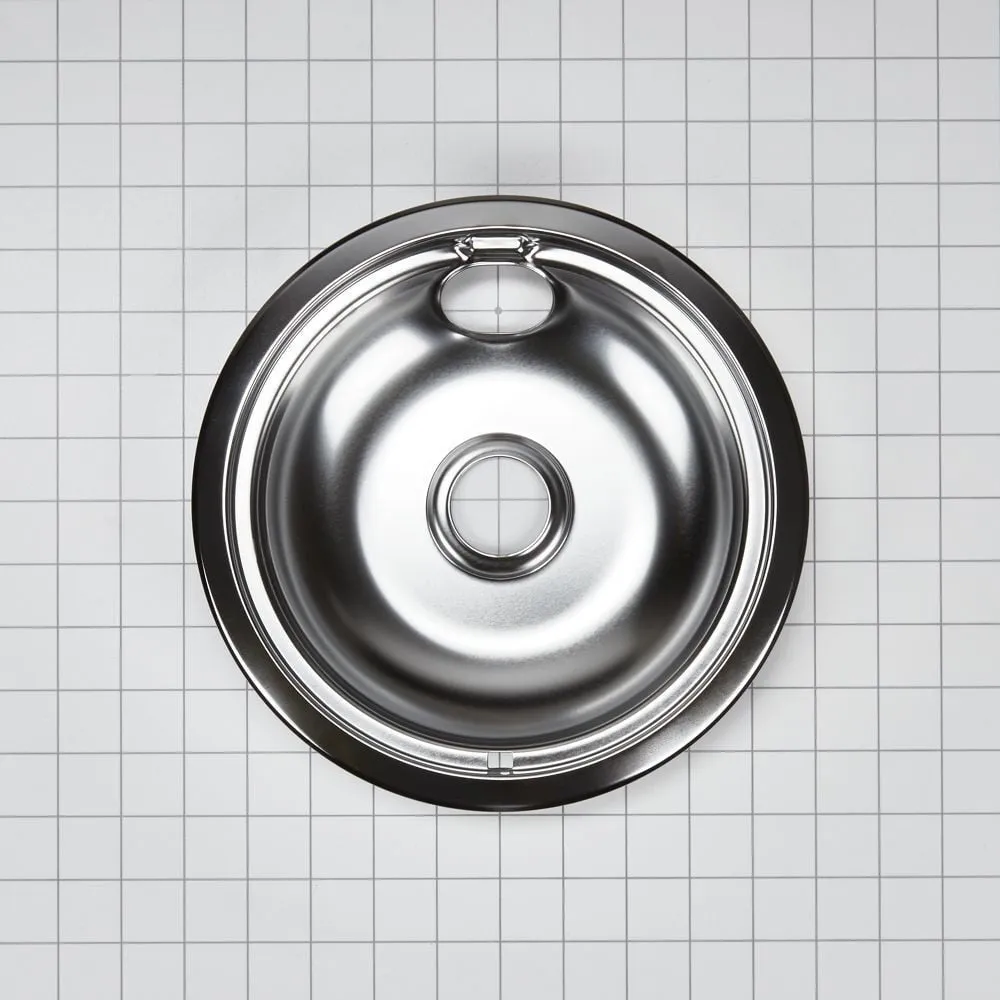 Whirlpool W10196405RW Electric Range Round Burner Drip Bowl. Chrome